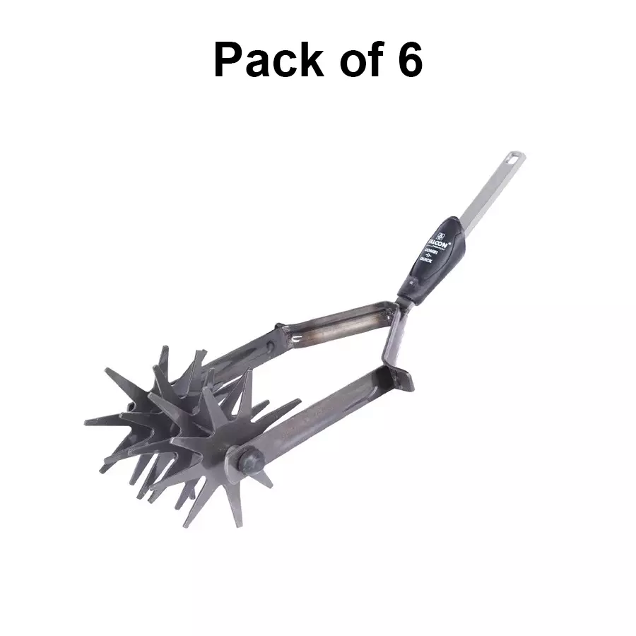 Falcon Premium Hand Soil Tiller Without Blade Black for Gardening, FPHT-308 CQ (Pack of 6 Pcs)