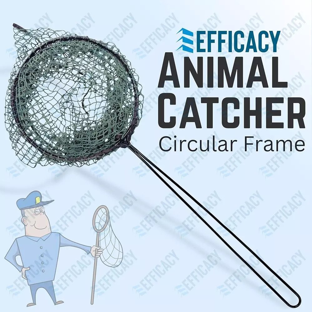 EFFICACY Animal Catcher Net Nylon Mesh Stainless Steel Frame 122 cm Round Black