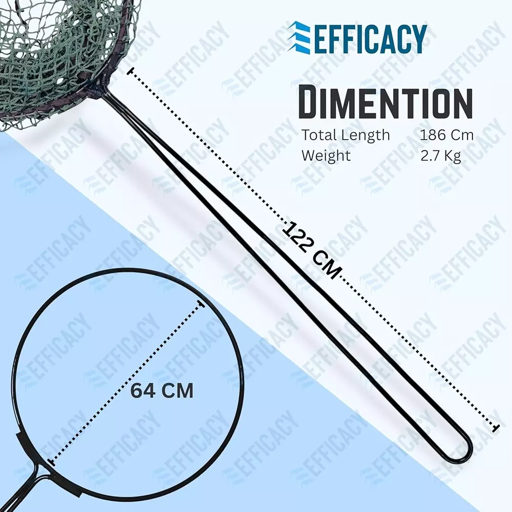 EFFICACY Animal Catcher Net Nylon Mesh Stainless Steel Frame 122 cm Round Black