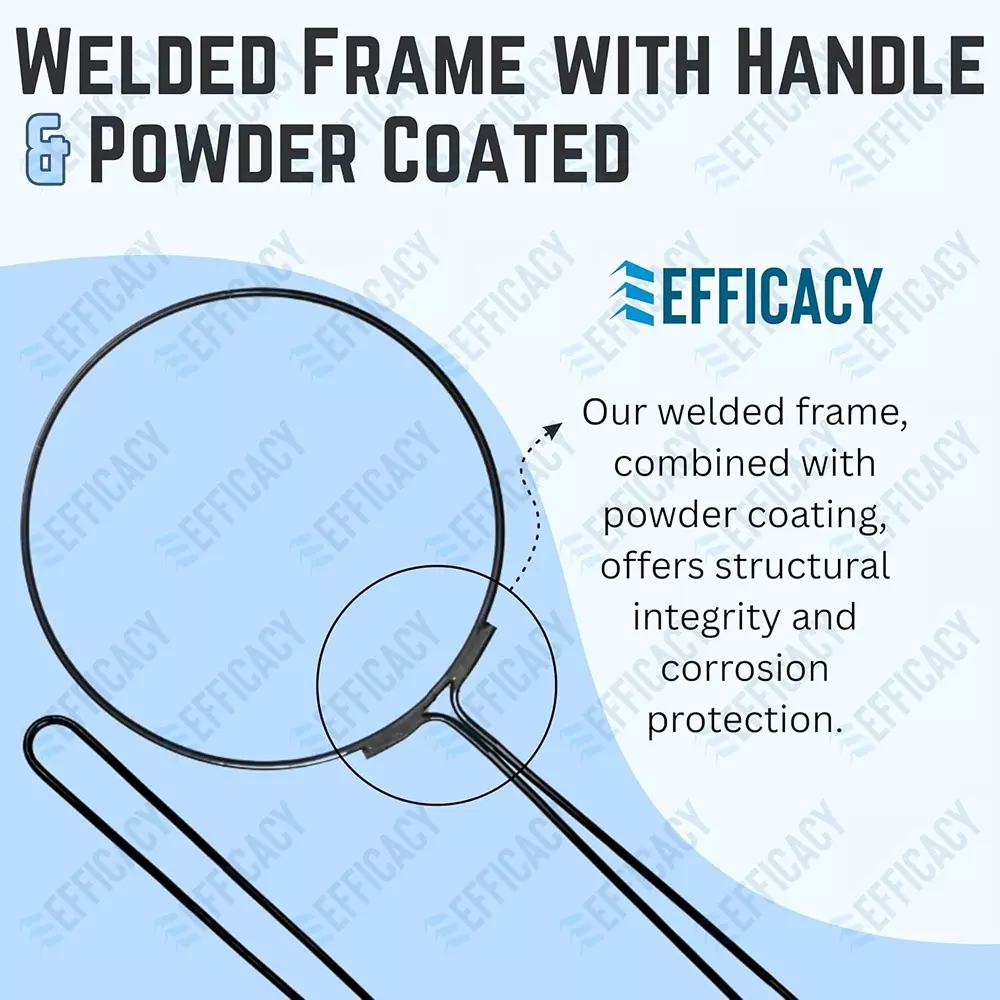 EFFICACY Animal Catcher Net Nylon Mesh Stainless Steel Frame 122 cm Round Black