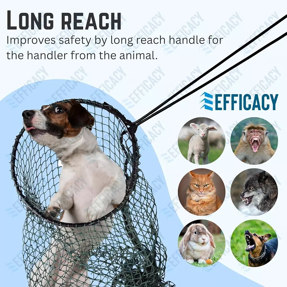 EFFICACY Animal Catcher Net Nylon Mesh Stainless Steel Frame 122 cm Round Black
