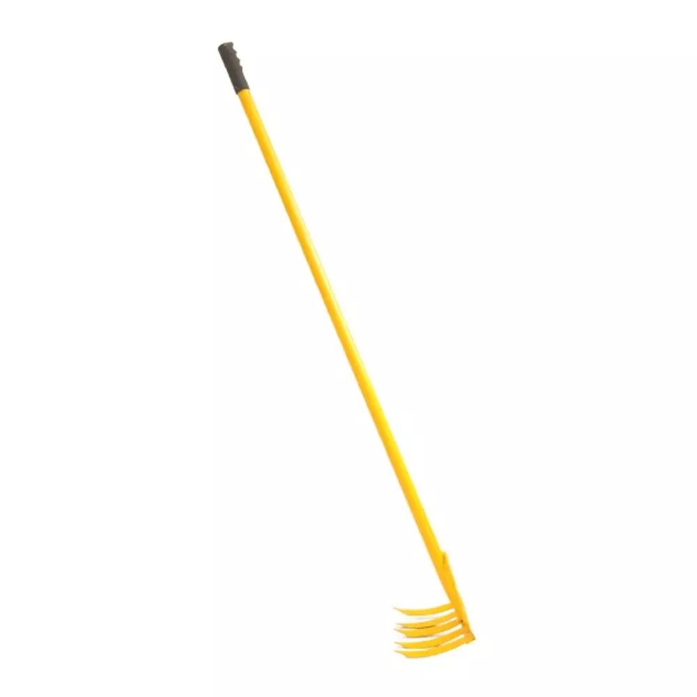 Yuvcon 5 Teeth Manual Rake Datal with 1371.6 mm (4.5 ft) Handle for Farm and Vegetable Gardening