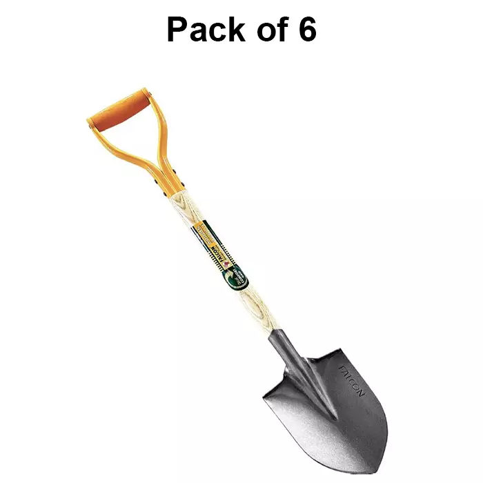 Falcon Garden Shovel Small D-Grip Design Yellow for Gardening & Farm Use, FRS-2500 (Pack of 6 Pcs)