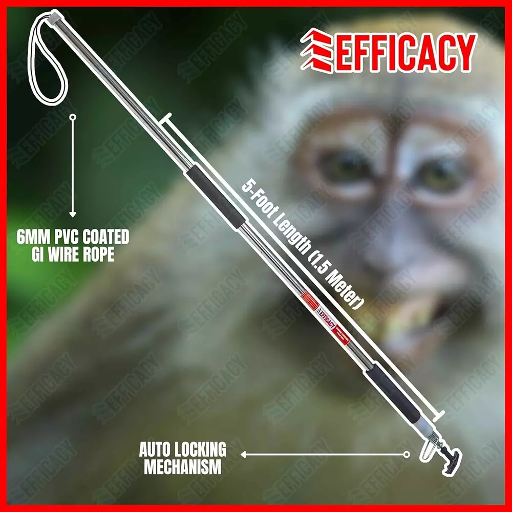 EFFICACY Animal Catcher Pole 6 mm Wire Dia. 1.5 m Automatic Lock Stainless Steel