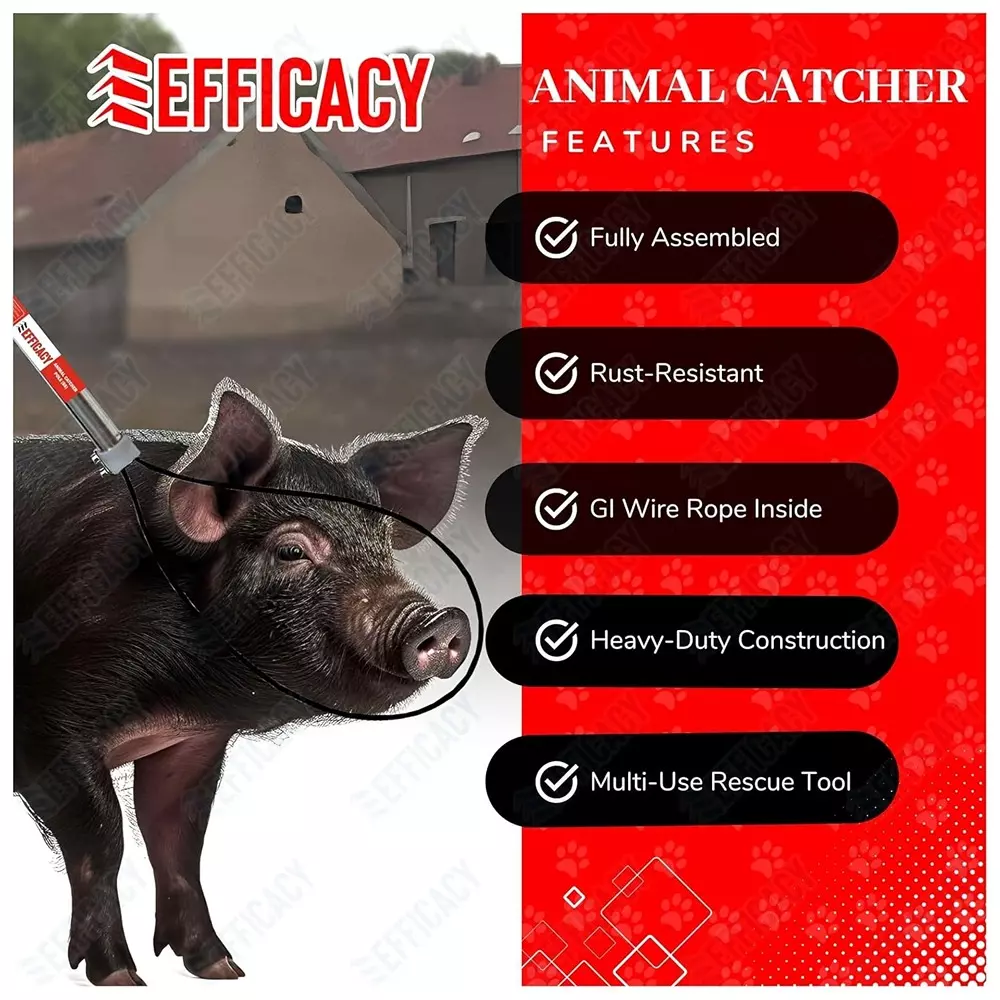 EFFICACY Animal Catcher Pole 6 mm Wire Dia. 1.5 m Automatic Lock Stainless Steel