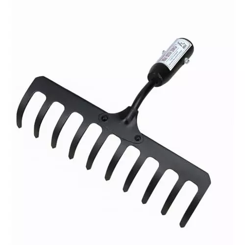 Global Nature Agro 10 Tine Heavy Duty Garden Rake 10 Inch (25.4 cm) Blade Size Metal Hand Operated Ergonomic Grip for Home, Farming & Gardening