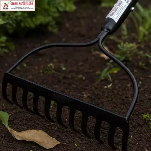 global-nature-agro-12-tine-heavy-duty-garden-rake-12-inch-3048-cm-blade-size-metal-hand-operated-ergonomic-grip-for-home-farming-gardening