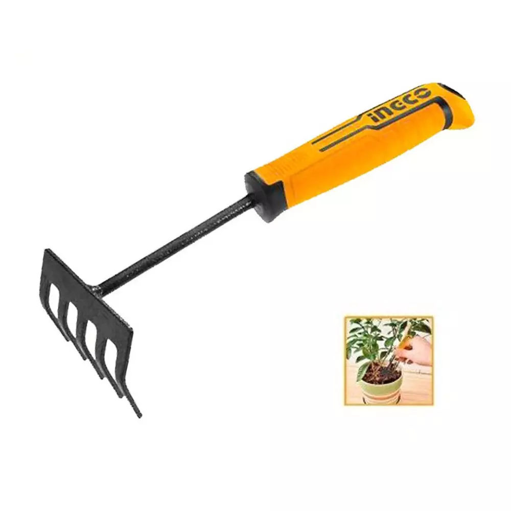Ingco Gardening Rake with 82mm Blade Width and 270 mm Length, HFTR1008