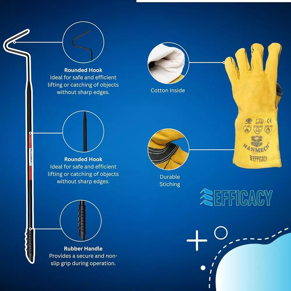 efficacy-122-cm-48-inch-garbage-lifting-hook-33-cm-13-inch-fire-resistant-leather-gloves-black-yellow-stainless-steel