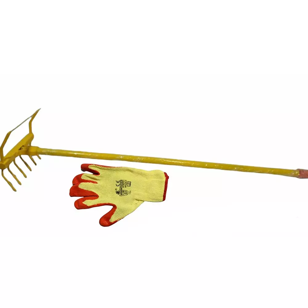 Yuvismart 2 in 1 Datal and Phavde Garden Rake with 1371.6 mm (4.5 ft) Handle and Gloves for Weeding