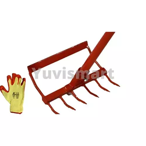 yuvismart-2-in-1-datal-and-phavde-garden-rake-with-13716-mm-45-ft-handle-and-gloves-for-weeding