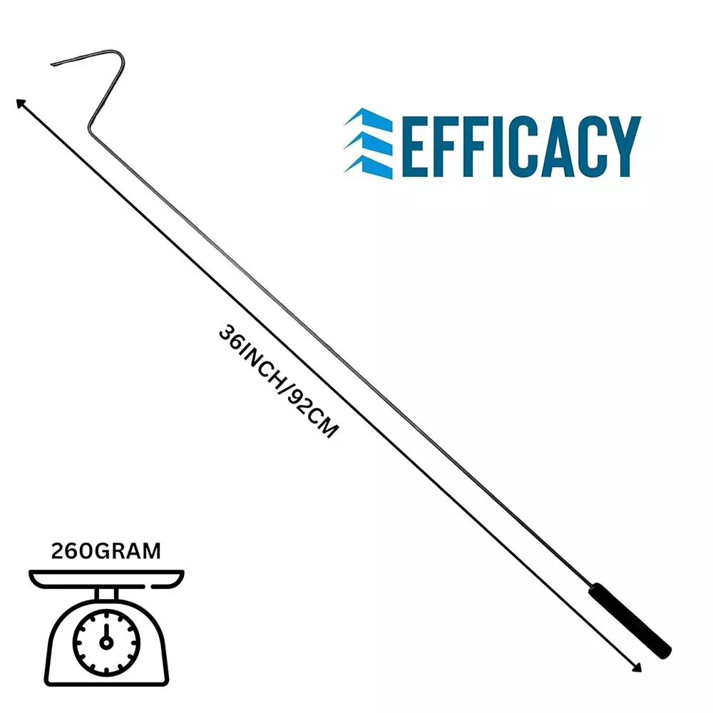 EFFICACY Garbage Lifting Hook 92 cm (36 inch) Black Stainless Steel, SS Hook 36INCH HOOK