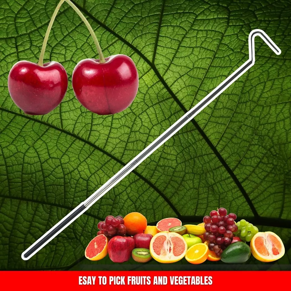 EFFICACY Multipurpose Extendable Hook / Grabber Tool 100 cm Stainless Steel Soft Grip Handle Black & Silver