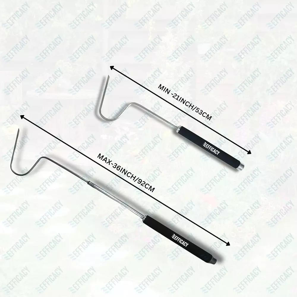 EFFICACY Garbage Lifting Hook 92 cm (36 inch) Black & Silver Stainless Steel, BUTTON J HOOK 3FT