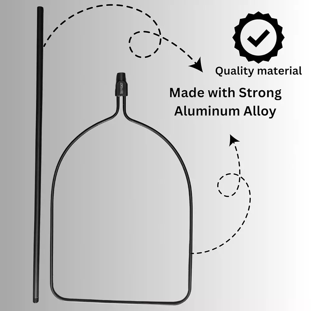EFFICACY Animal Catcher Net 216 cm (85 inch) Detachable Net Aluminum U-Shape Frame Black