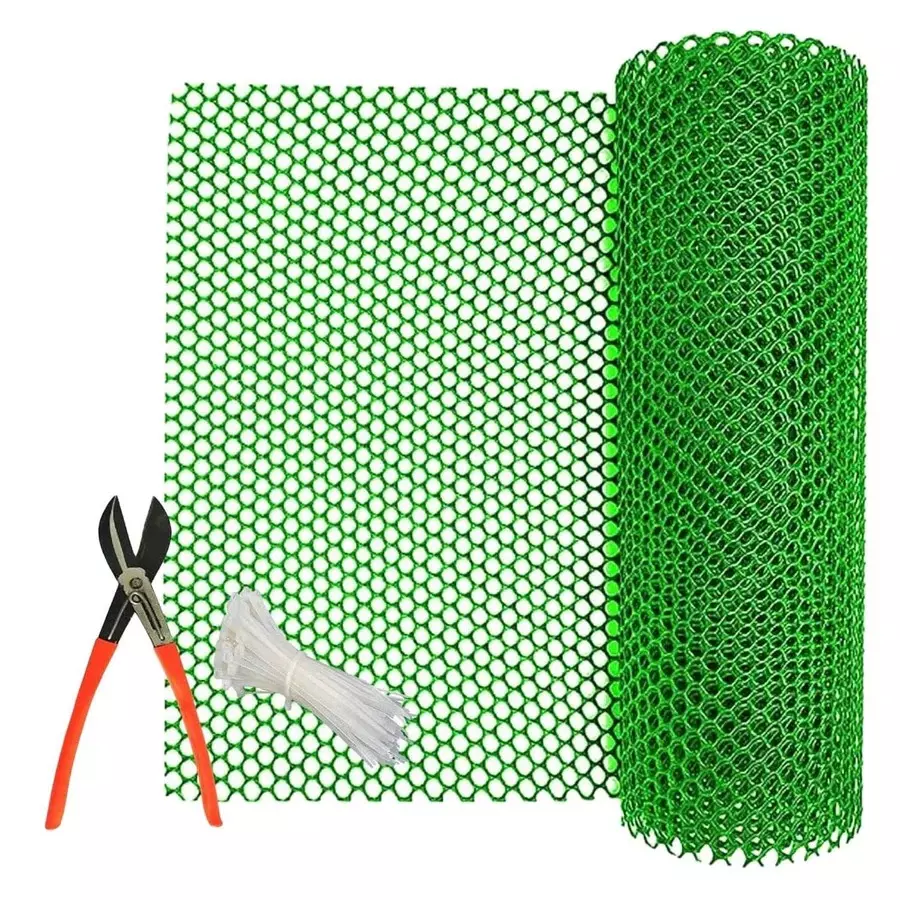 Singhal Tree Guard Net UV Stabilized HDPE 4x10 Ft Size with Cutter & PVC Tie Locks, Green