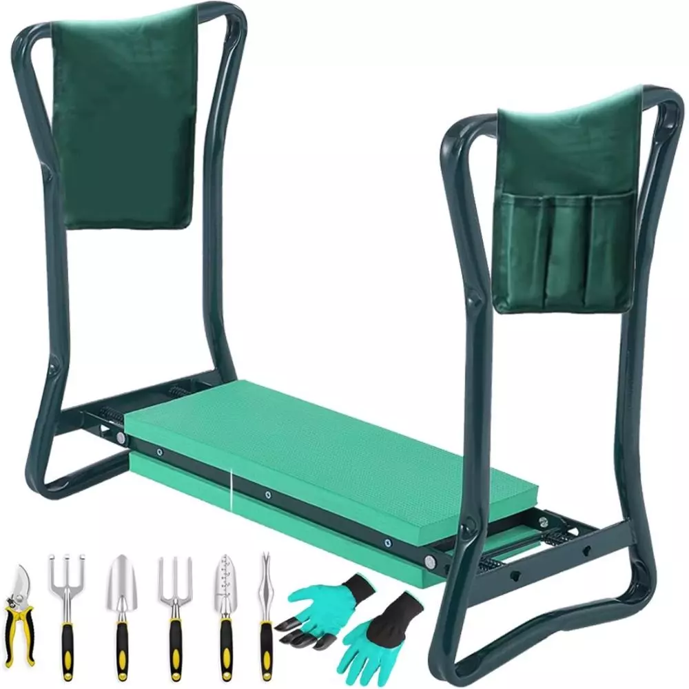 Voltz Garden Kneeler and Seat Foldable Bench Stool with Soft Kneeling Pad for Gardening, Weeding, Planting, Pruning, WB0001