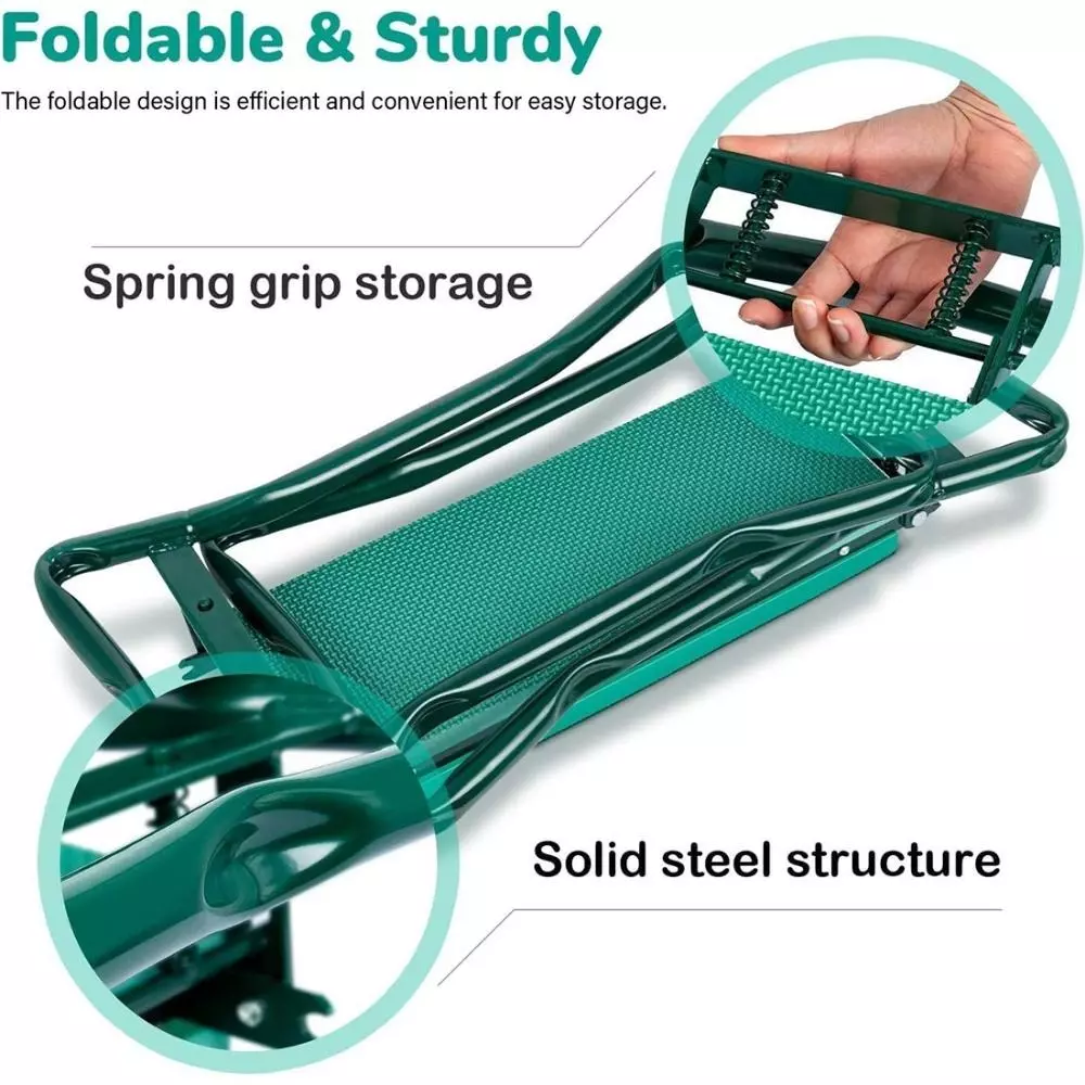 Voltz Garden Kneeler and Seat Foldable Bench Stool with Soft Kneeling Pad for Gardening, Weeding, Planting, Pruning, WB0001