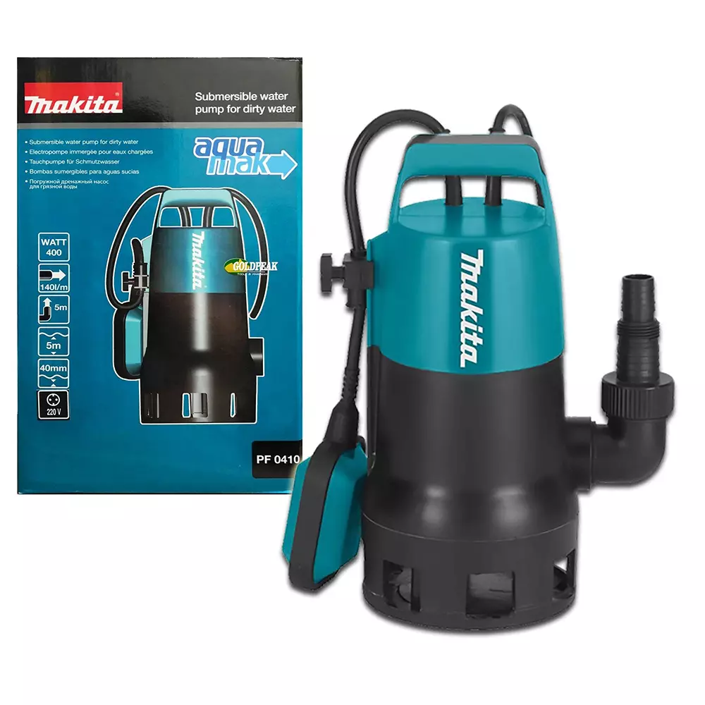 Makita Submersible Water Pump with 400 W Power and 1 inch (25 mm) Suction Diameter, PF0410 (With Accessories)