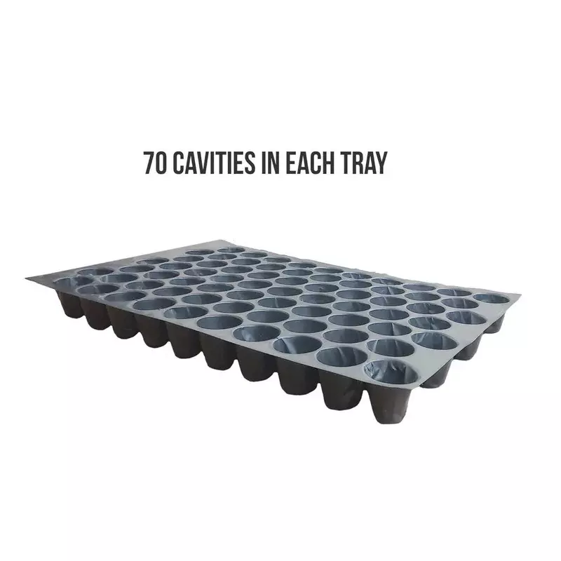 singhal-seedling-tray-high-density-reusable-plastic-eco-friendly-70-holes-black-pack-of-25-trays