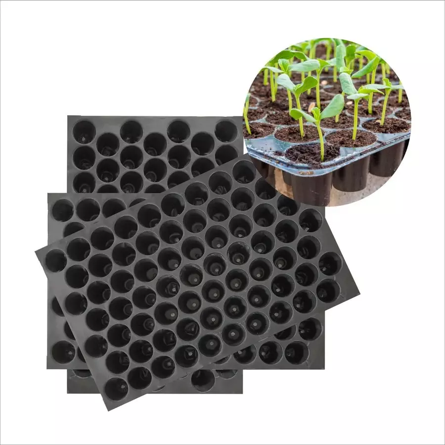 singhal-seedling-tray-high-density-reusable-plastic-eco-friendly-70-holes-black-pack-of-40-trays