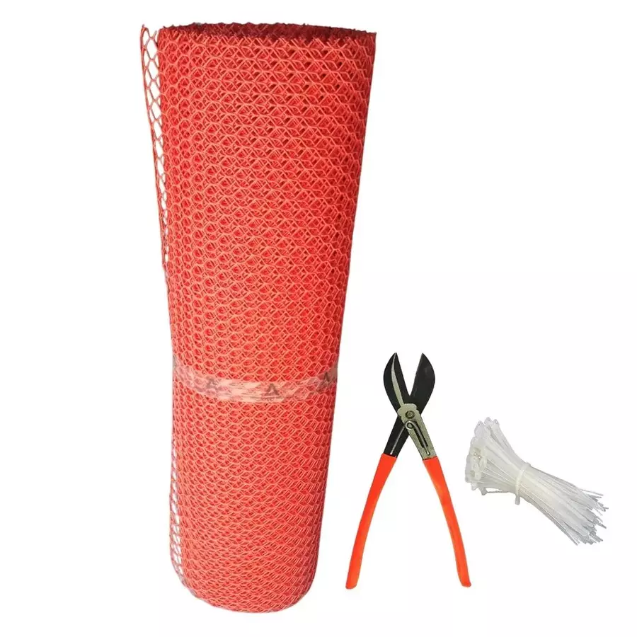 Singhal Tree Guard Net UV Stabilized HDPE 4x82 Ft Size with Cutter & PVC Tie Locks, Red