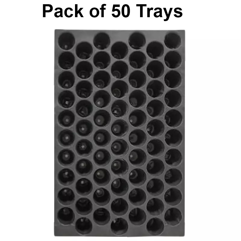 singhal-seedling-tray-high-density-reusable-plastic-eco-friendly-70-holes-black-pack-of-50-trays