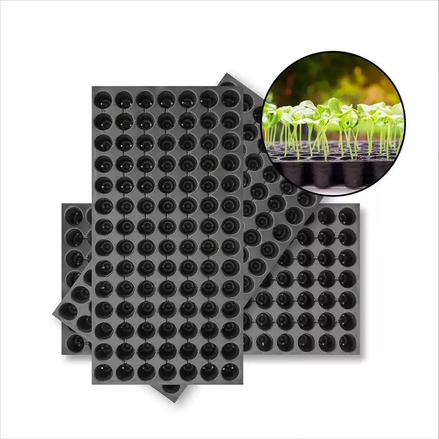 singhal-seedling-tray-high-density-reusable-plastic-eco-friendly-98-holes-black-pack-of-30-trays