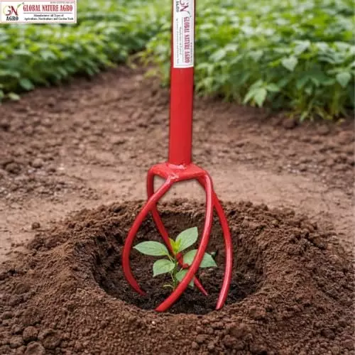 Global Nature Agro Garden Hand Cultivator With T-Handle Kit Rubber Grip for Home, Farming & Gardening, Typhoon-MINI, 1