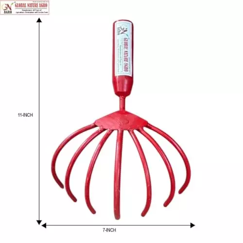 Global Nature Agro 7 Tine Garden Hand Cultivator Hand Operated for Home, Farming & Gardening