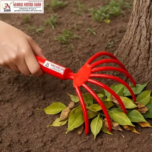 Global Nature Agro 7 Tine Garden Hand Cultivator Hand Operated for Home, Farming & Gardening