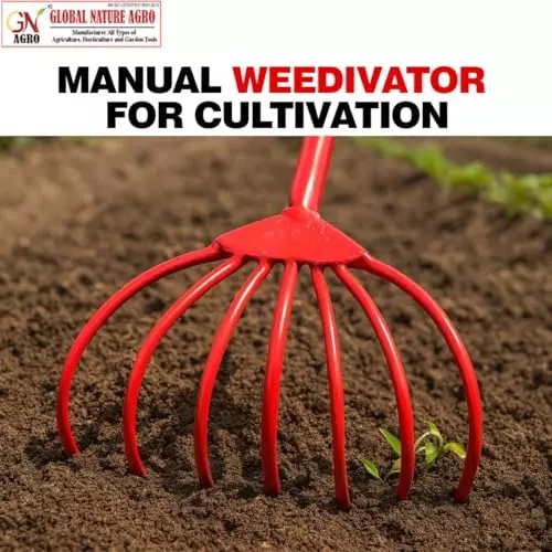 Global Nature Agro 7 Tine Garden Hand Cultivator Hand Operated for Home, Farming & Gardening