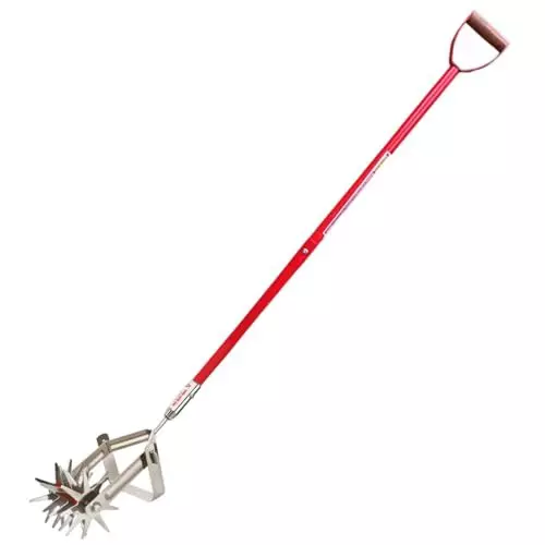 Global Nature Agro Soil Crumbler Hand Cultivator With Handle Kit 6 Inch (15.24 cm) Blade Size Hand Operated 4 ft (121 cm Handle) Wooden Grip for Home, Farming & Gardening