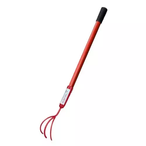 Global Nature Agro 3 Finger Garden Cultivator With Handle Kit Hand Operated 2 ft (61 cm Handle) Rubber Grip for Home, Farming & Gardening