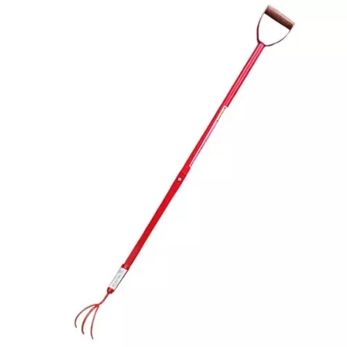 Global Nature Agro 3 Finger Garden Cultivator With D Grip Handle Kit Hand Operated 4.25 ft (130 cm Handle) Rubber Grip for Home, Farming & Gardening