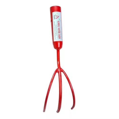 Global Nature Agro 3 Prong Hand Cultivator Hand Operated 11 Inch (28 cm) for Home, Farming & Gardening