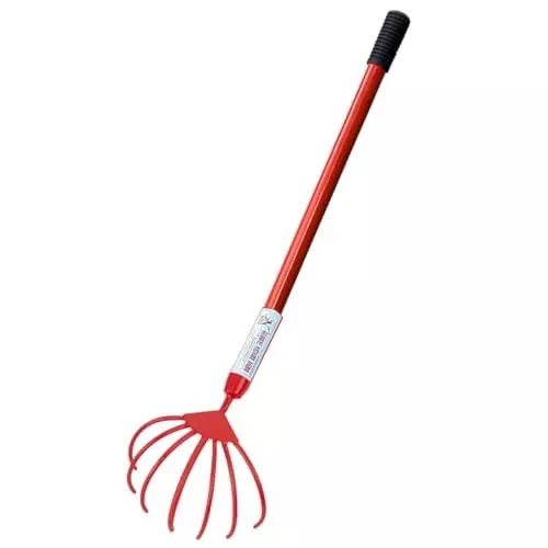 Global Nature Agro 7 Finger Garden Hand Cultivator With Handle Kit Hand Operated 2 ft (61 cm Handle) Rubber Grip for Home, Farming & Gardening