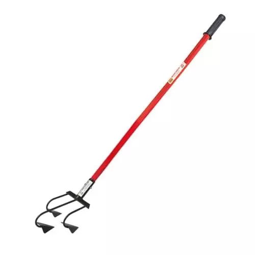 Global Nature Agro 3 Tine Garden Cultivator With Handle Kit Hand Operated 2 ft (61 cm Handle) Rubber Grip for Home, Farming & Gardening