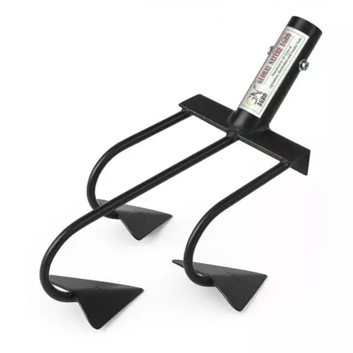 Global Nature Agro 3 Tine Garden Cultivator With Handle Kit Hand Operated 2 ft (61 cm Handle) Rubber Grip for Home, Farming & Gardening