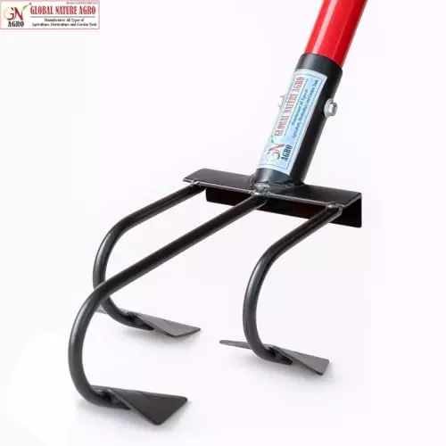 Global Nature Agro 3 Tine Hand Cultivator 4 Inch (10 cm) Blade Size Hand Operated Ergonomic Grip for Home, Farming & Gardening