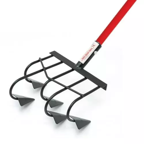 Global Nature Agro 5 Tine Hand Cultivator With Handle Kit Hand Operated 4.25 ft (130 cm Handle) Wooden Grip for Home, Farming & Gardening