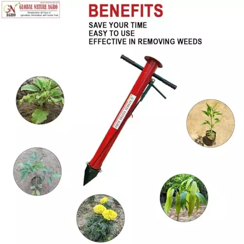 Global Nature Agro 2 Finger Transplanter Tool Hand Operated Dual Rubber Grip for Home, Farming & Gardening