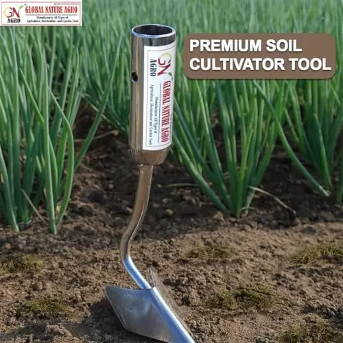 Global Nature Agro Mini Hand Hoe Garden Cultivator 4 Inch (10 cm) Blade Size Hand Operated Ergonomic Grip for Home, Farming & Gardening