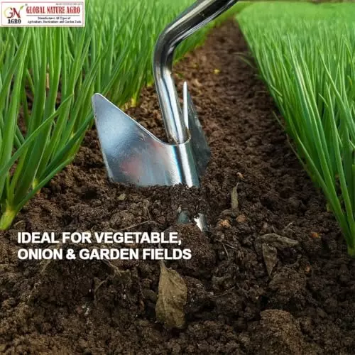 Global Nature Agro Mini Hand Hoe Garden Cultivator 4 Inch (10 cm) Blade Size Hand Operated Ergonomic Grip for Home, Farming & Gardening
