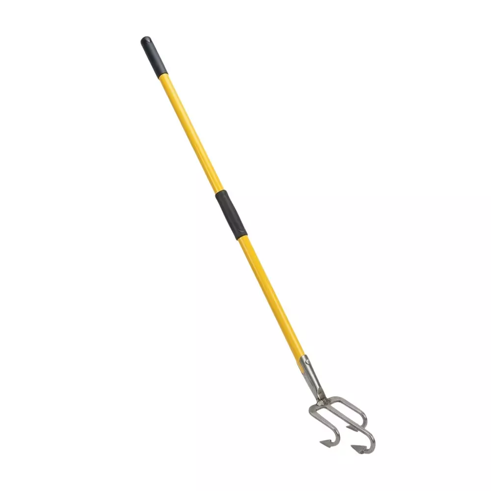 Spanco 3 Tines Manual Cultivator With Steel Handle and Grip Metal Body in Yellow & Grey Color for Removing Weeds And Stir The Soil Between Rows, SCHW-3130