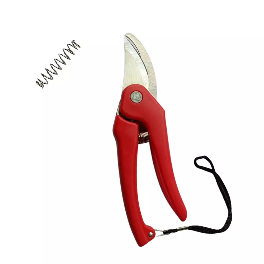 Yuvcon Garden Pruner Stainless Steel with Safety Lock and Replaceable Spring Flower Cutter, Red