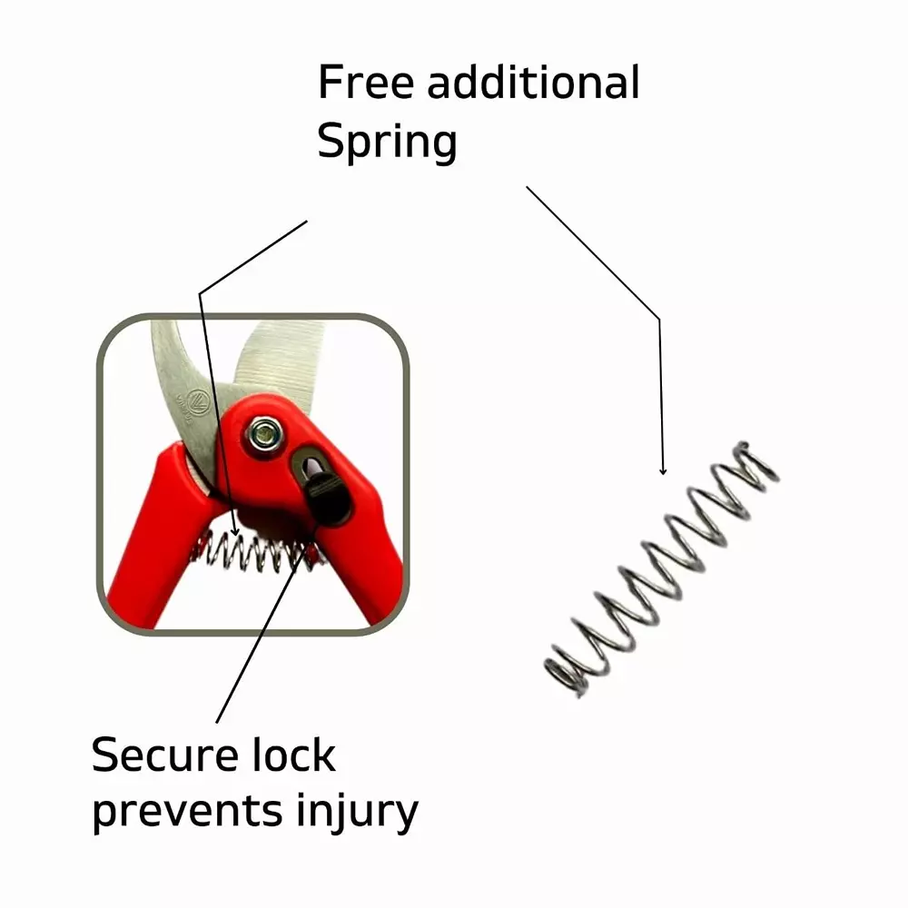 yuvcon-garden-pruner-stainless-steel-with-safety-lock-and-replaceable-spring-flower-cutter-red