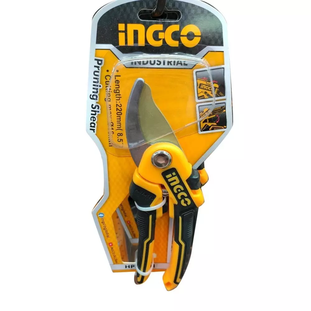 Ingco Pruning Shear 55# Carbon Steel Blade, Size 8.5 inch (215.9 mm) in Blister Card Packing, HPS0601