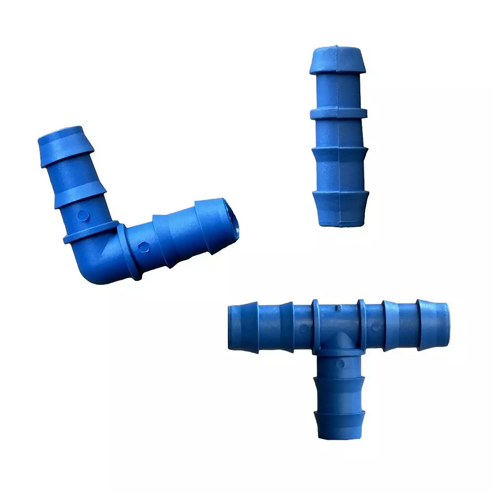 Yuvcon Drip Irrigation Connectors Combo Set 8 Pcs Each (Tee, Straight & Elbow Connector) for Agriculture, Gardening & Watering Systems