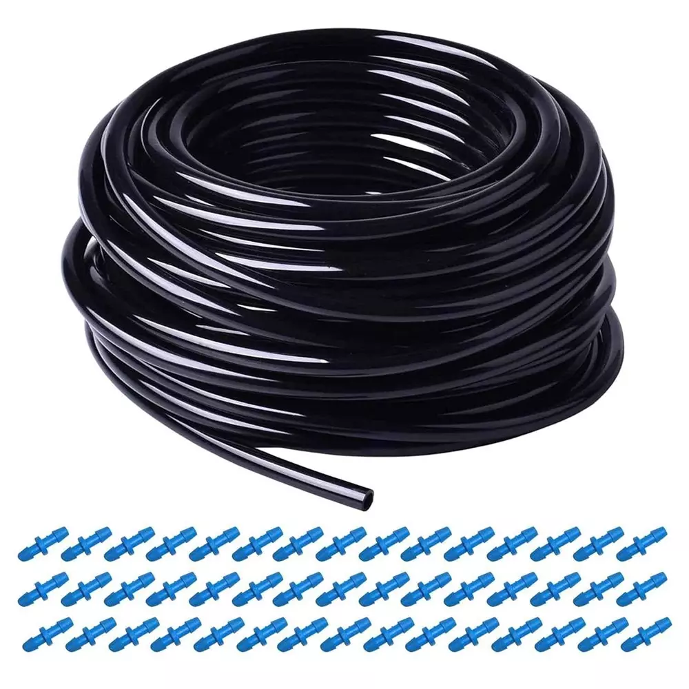 Kamal Agrotech 46 m Plastic Black & Blue Feeder Pipe & 100 Connector For Drip Irrigation 6x4 mm